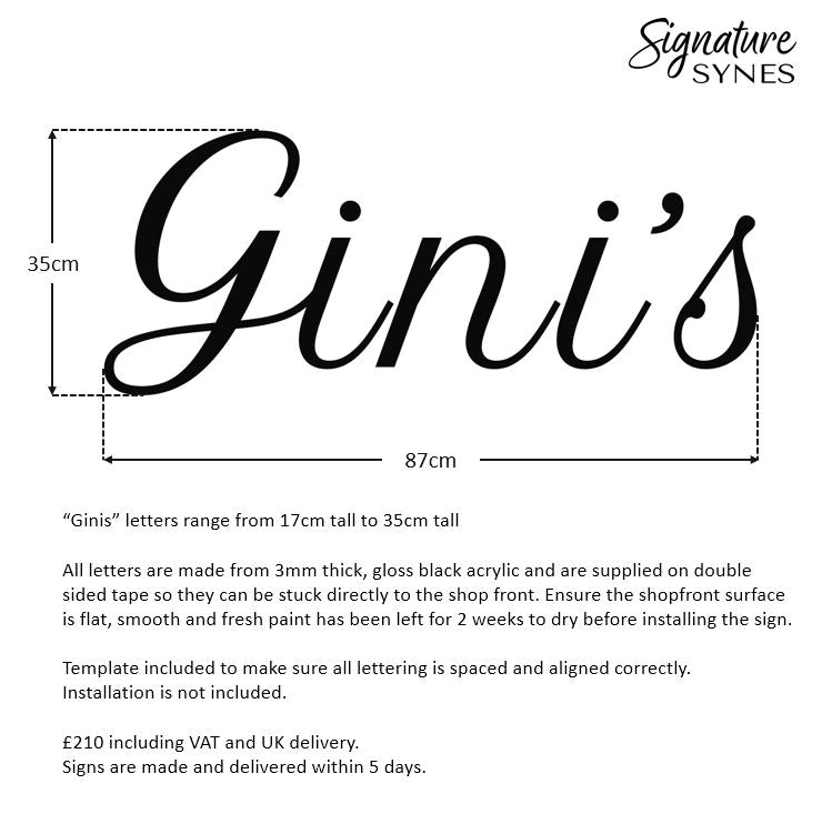 Custom Order - Gini's hair salon - gloss black - SIGN PACKAGE