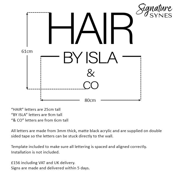 Custom Order - HAIR BY ISLA - matte black - 80cm wide - Double Sided Tape