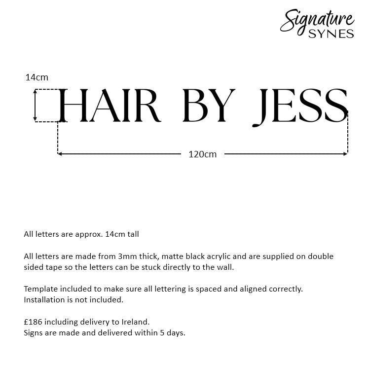 Custom Order - HAIR BY JESS - Matte black - 120cm wide - Double Sided Tape