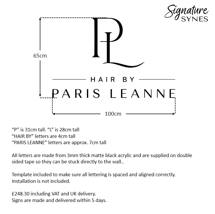 Custom Order - HAIR BY PARIS LEANNE - Matte black - 100cm wide - Double Sided Tape