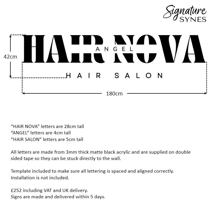 Custom Order - HAIR NOVA ANGEL - Matte black - 180cm wide - Double Sided Tape