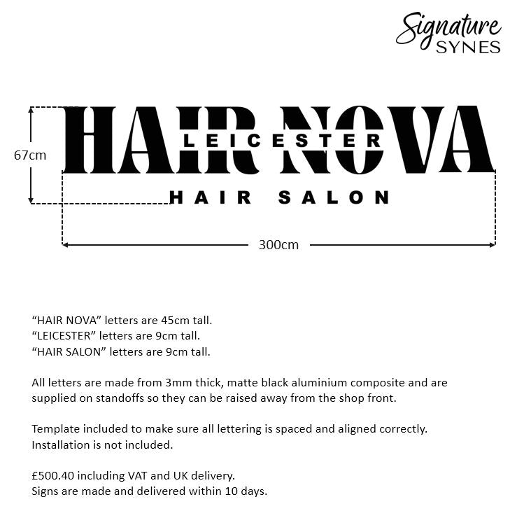 Custom Order - HAIR NOVA LEICESTER - Matte black - 300cm wide - Standoffs