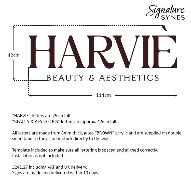 Custom Order - HARVIE - 100cm wide - gloss "BROWN" - self adhesive lettering