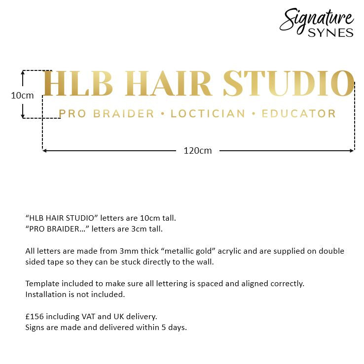 Custom Order - HLB HAIR STUDIO - "metallic gold" - 120cm wide - Double Sided Tape