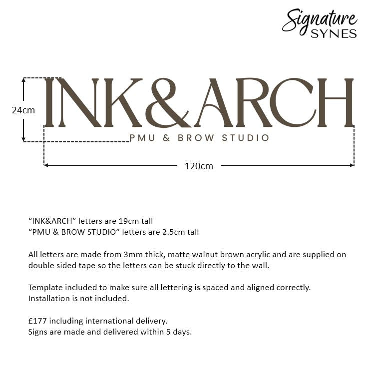 INTL Custom Order - INK & ARCH - matte walnut brown - 120cm wide - Double Sided Tape