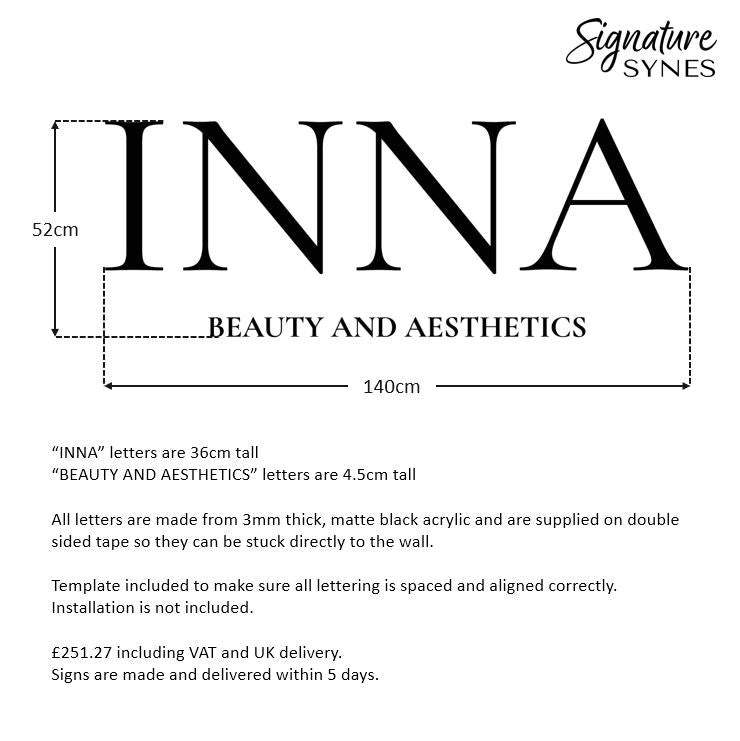 Custom Order - INNA - Matte black - 140cm wide - Double Sided Tape
