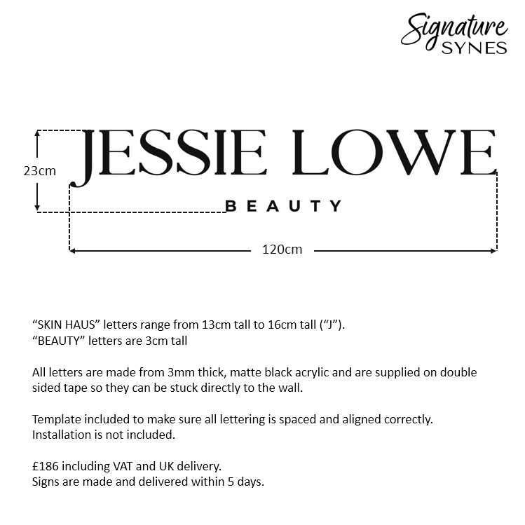 Custom Order - JESSIE LOWE BEAUTY - Matte black - 120cm wide - Double Sided Tape