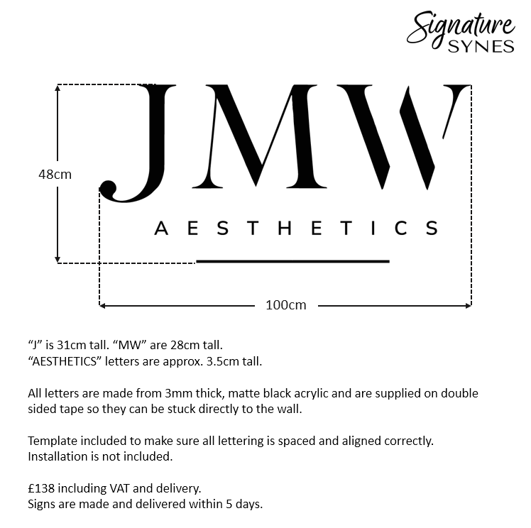 Custom Order - JMW - Matte black - 100cm wide - Double Sided Tape