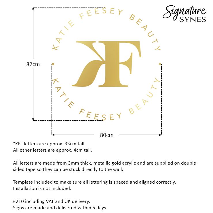 Custom Order - KATIE FEESEY BEAUTY - "metallic gold" - 80cm wide - Double Sided Tape