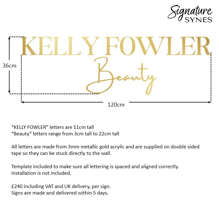 Custom Order - KELLY FOWLER Beauty - "metallic gold" - 120cm wide - Double Sided Tape
