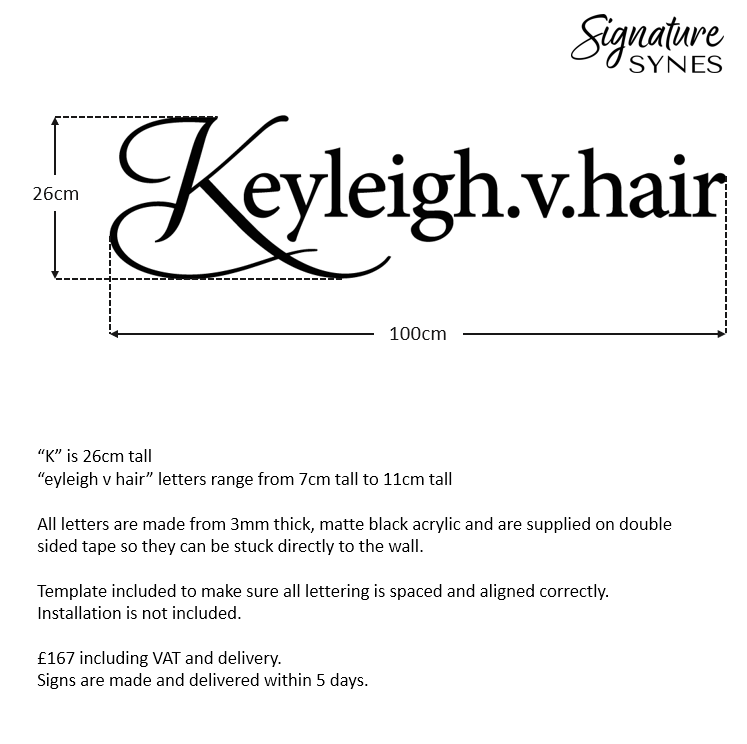 Custom Order - Keyleigh.v.hair - Matte black - 100cm wide - Double Sided Tape