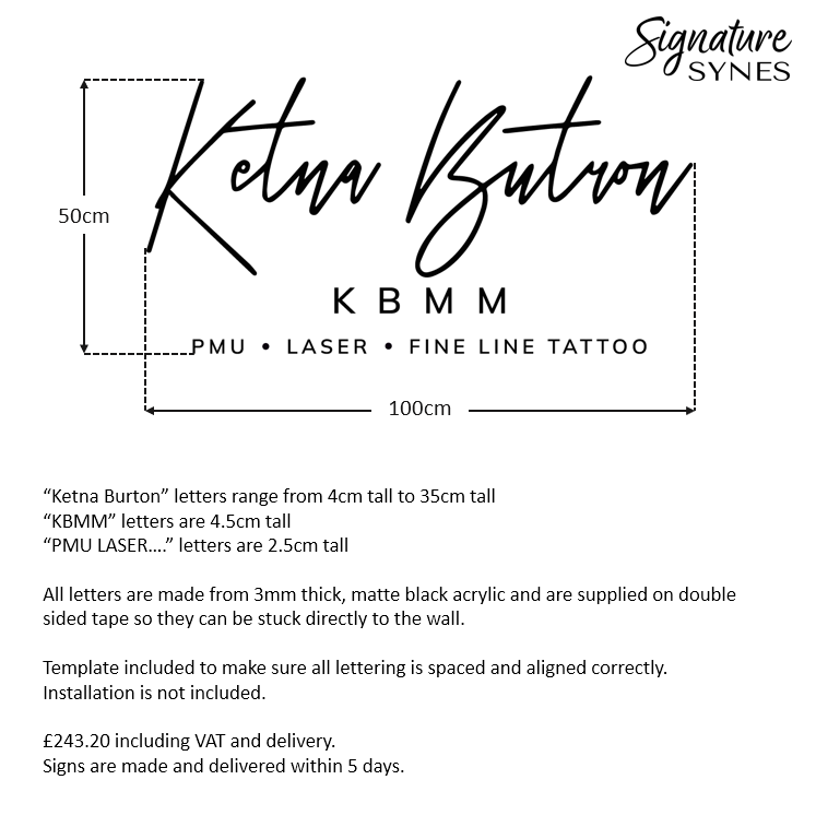 Custom Order - Ketna Burton - Matte black - 100cm wide - Double Sided Tape