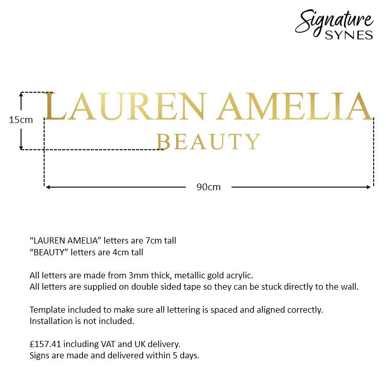 Custom Order - LAUREN AMELIA - "METALLIC GOLD" - SIGN PACKAGE