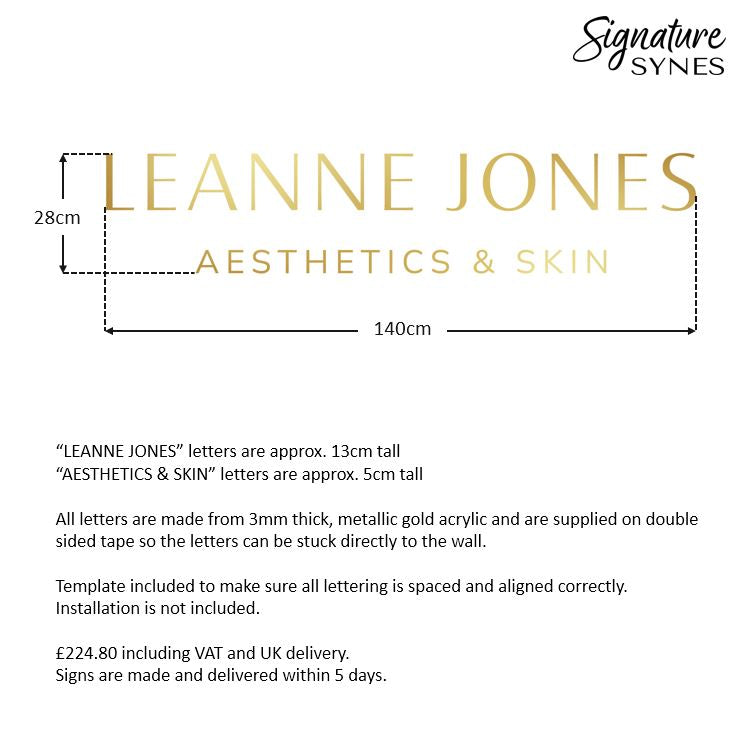 Custom Order - LEANNE JONES - "metallic gold" - 140cm wide - Double Sided Tape