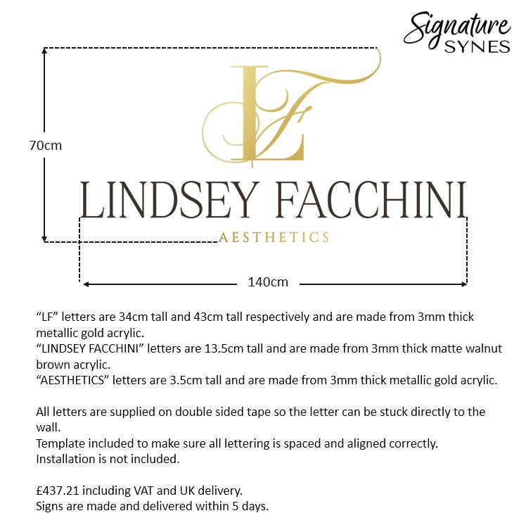 Custom Order - LINDSEY FACCHINI - matte walnut brown and "metallic gold" - 140cm wide - Double Sided Tape