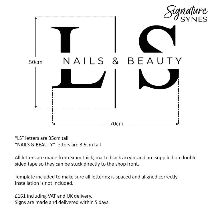 Custom Order - LS NAILS & BEAUTY - Matte black - 70cm wide - Double Sided Tape
