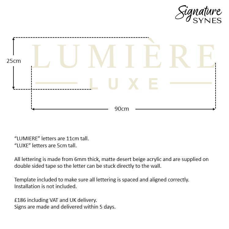 Custom Order - LUMIERE - matte desert beige - 90cm wide - Double Sided Tape