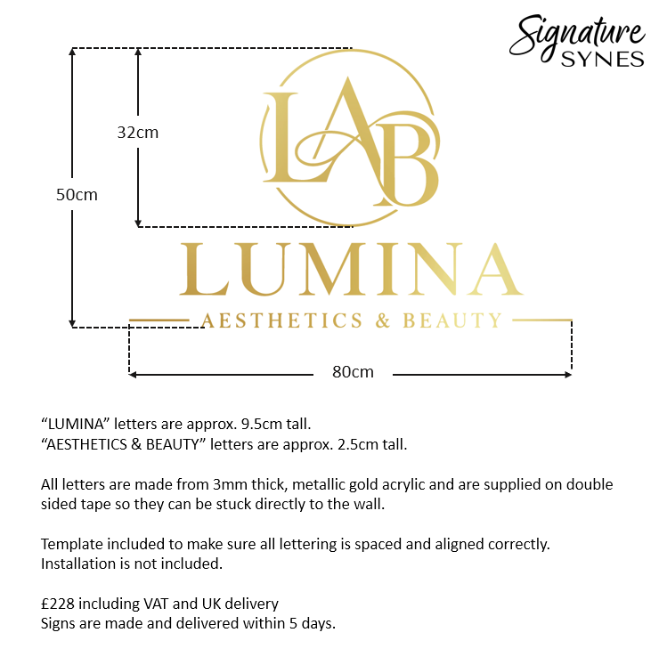Custom Order - LUMINA - "metallic gold" - 80cm wide - Double Sided Tape