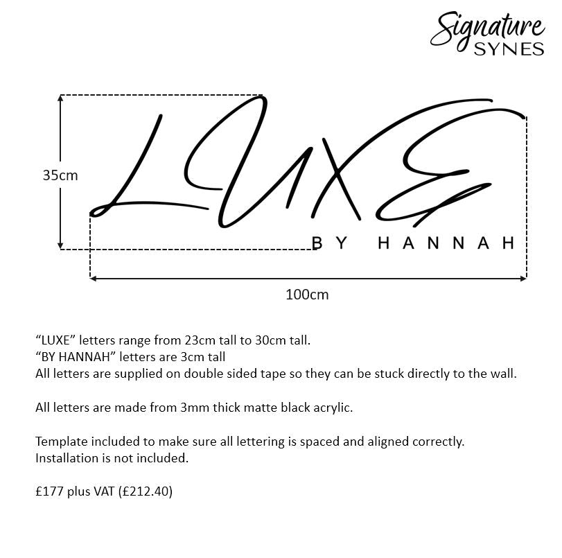 Custom Order - LUXE BY HANNAH - Matte black - 100cm wide - Double Sided Tape