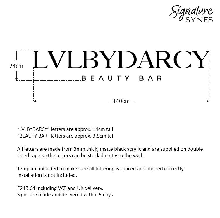 Custom Order - LVL BY DARCY - Matte black - 140cm wide - Double Sided Tape