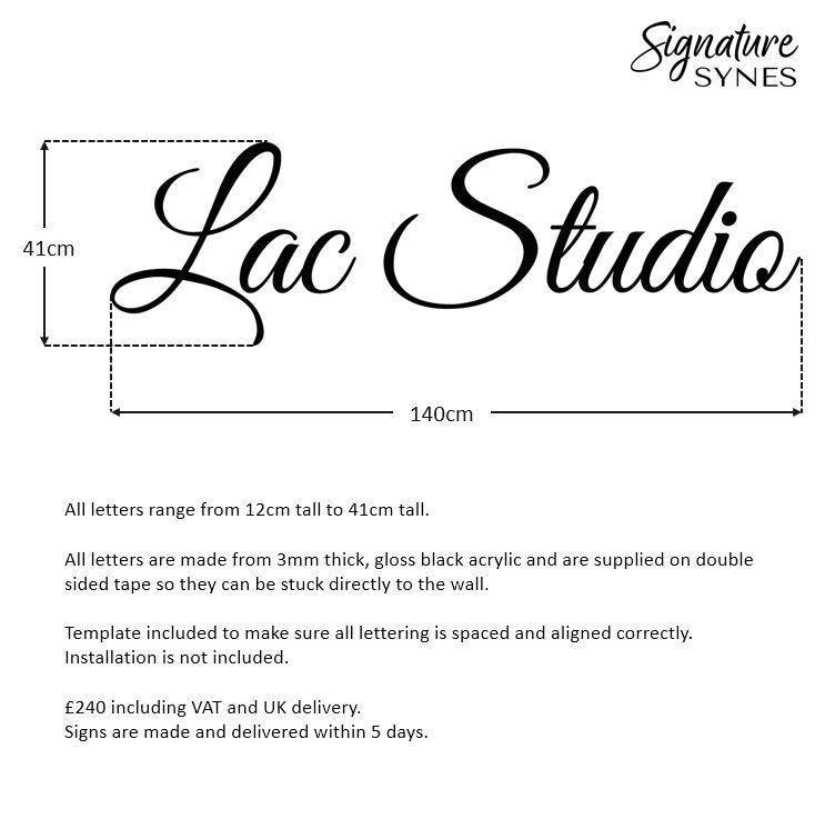 Custom Order - Lac Studio - gloss black - 140cm wide - Double Sided Tape