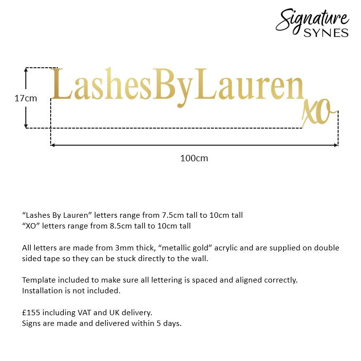 Custom Order - Lashes By Lauren -"metallic gold" - 100cm wide - Double Sided Tape