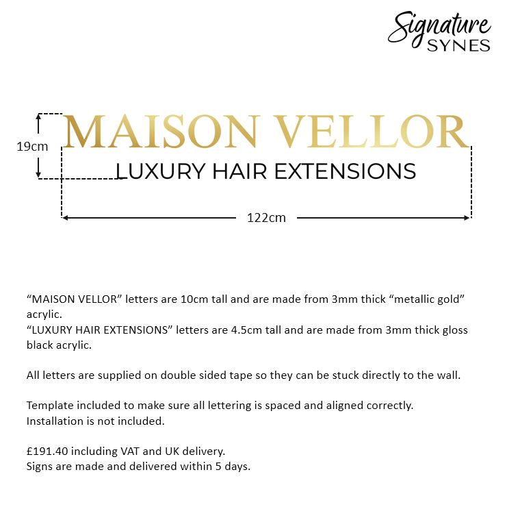 Custom Order - MAISON VELLOR - gloss black and "metallic gold" - 122cm wide - Double Sided Tape