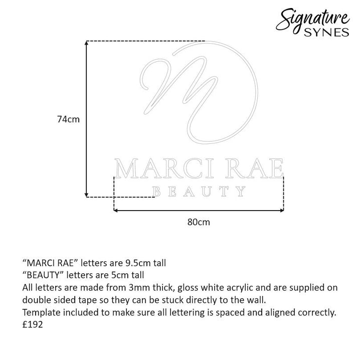 Custom Order - MARCI RAE - gloss white - 80cm wide - Double Sided Tape