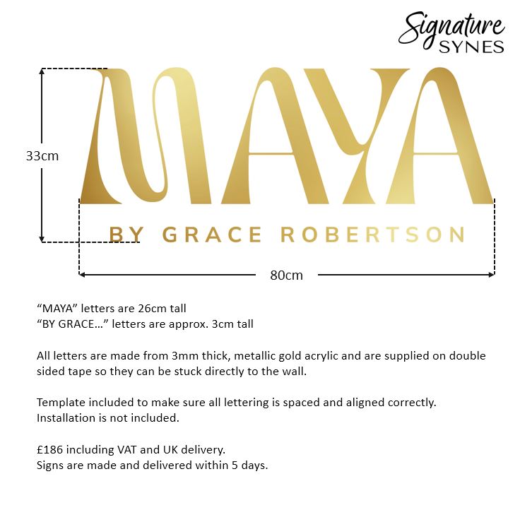 Custom Order - MAYA - "metallic gold" - 80cm wide - Double Sided Tape