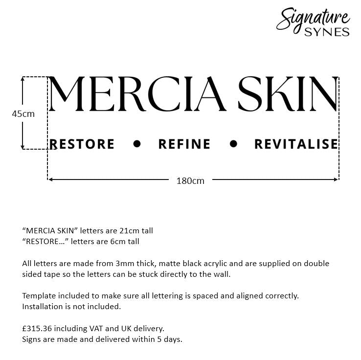 Custom Order - MERCIA SKIN - Matte black - 180cm wide - Double Sided Tape
