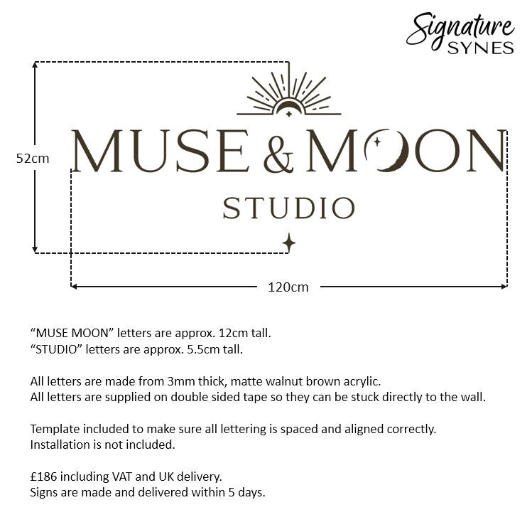 Custom Order - MUSE & MOON STUDIO - matte walnut brown - 120cm wide - Double Sided Tape