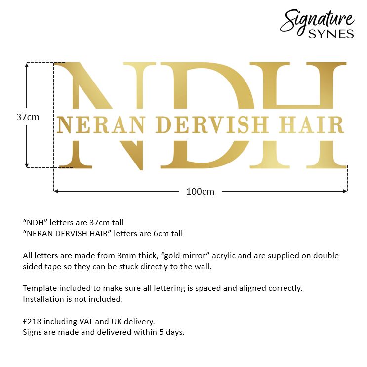 Custom Order - NERAN DERVISH HAIR - "GOLD MIRROR" acrylic - 100cm wide - Double Sided Tape
