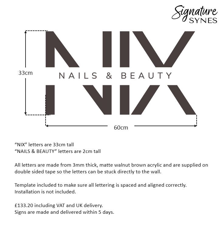 Custom Order - NIX NAILS & BEAUTY - matte walnut brown - 60cm wide - Double Sided Tape