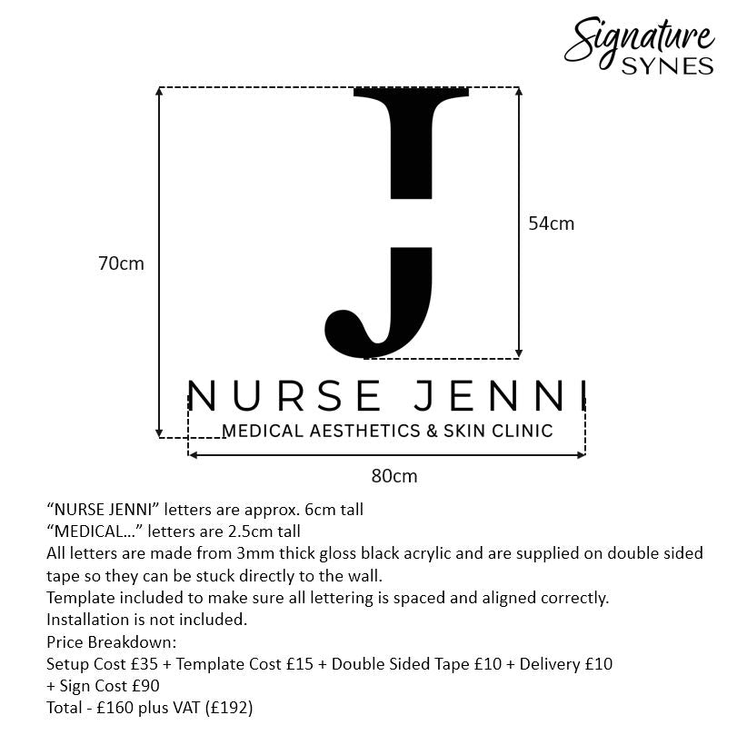 Custom Order - NURSE JENNI - gloss black - 80cm wide - Double Sided Tape