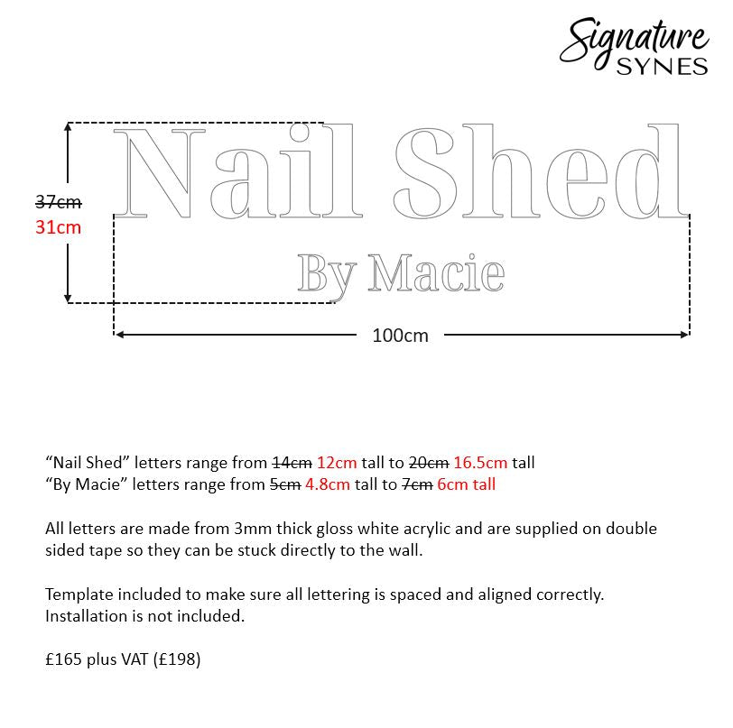 Custom Order - Nail Shed By Macie - gloss white - 100cm wide - Double Sided Tape