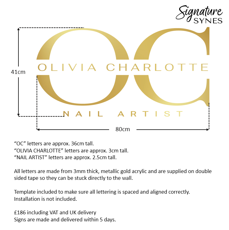 Custom Order - OLIVIA CHARLOTTE - "metallic gold" - 80cm wide - Double Sided Tape