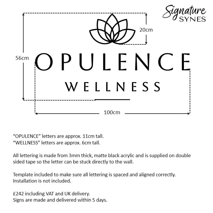 Custom Order - OPULENCE WELLNESS - Matte black - 100cm wide - Double Sided Tape