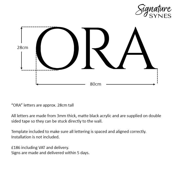 Custom Order - ORA - matte black - 80cm wide - Double Sided Tape