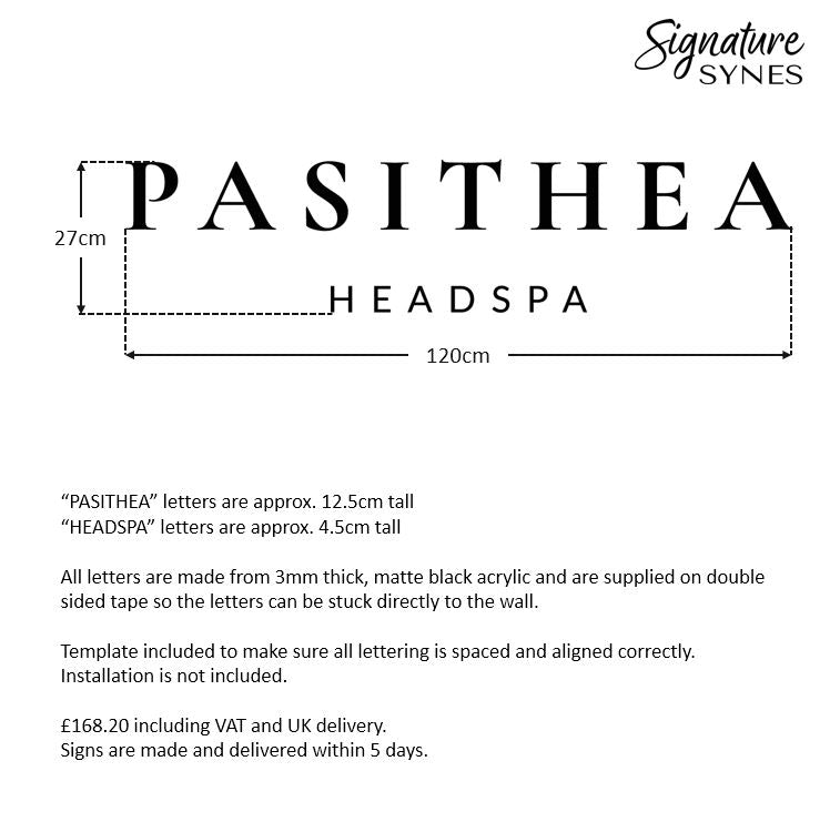 Custom Order - PASITHEA - 120cm wide - matte black - double sided tape - SIGN PACKAGE