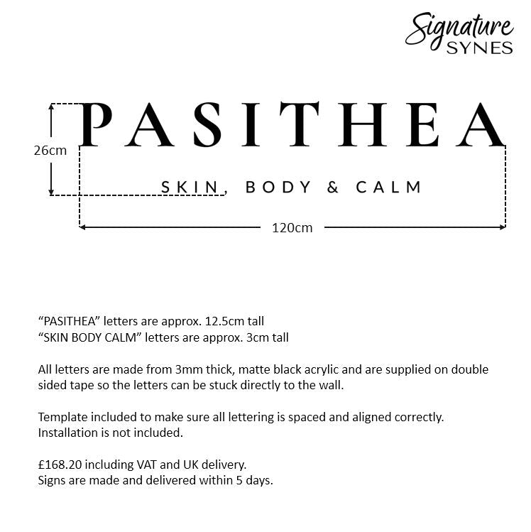 Custom Order - PASITHEA - 120cm wide - matte black - double sided tape - SIGN PACKAGE