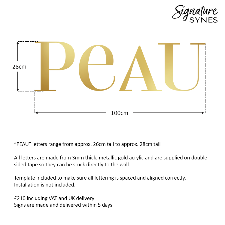 Custom Order - PEAU - "metallic gold" - 100cm wide - Double Sided Tape