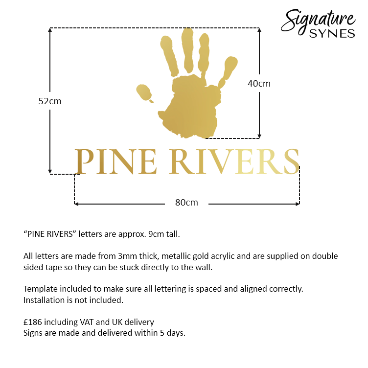 Custom Order - PINE RIVERS - "metallic gold" - 80cm wide - Double Sided Tape