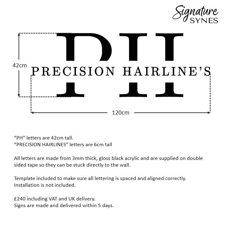Custom Order - PRECISION HAIRLINES - gloss black - 120cm wide - Double Sided Tape