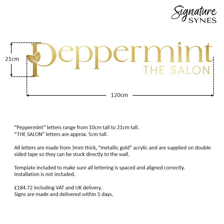 Custom Order -Peppermint - "metallic gold" - 120cm wide - Double Sided Tape