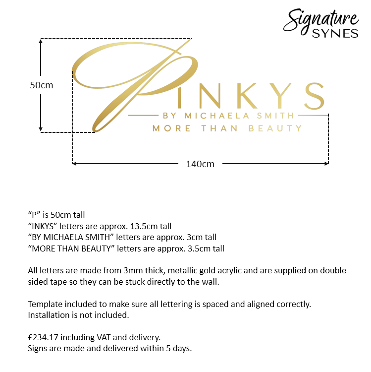 Custom Order - PINKYS - "metallic gold" - 140cm wide - Double Sided Tape