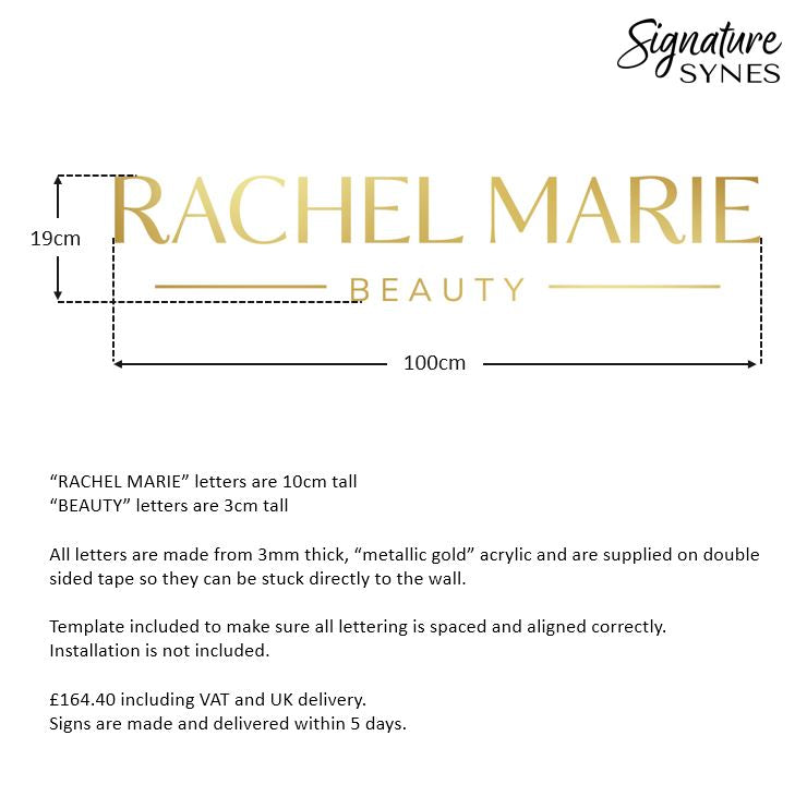 Custom Order - RACHEL MARIE - "metallic gold" - 100cm wide - Double Sided Tape