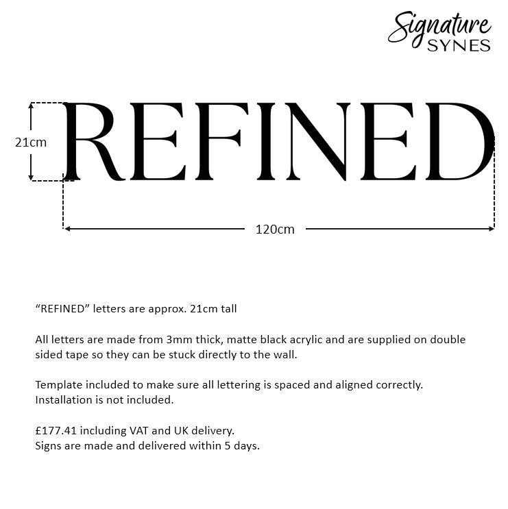 Custom Order - REFINED - Gloss black - 120cm wide - Double Sided Tape