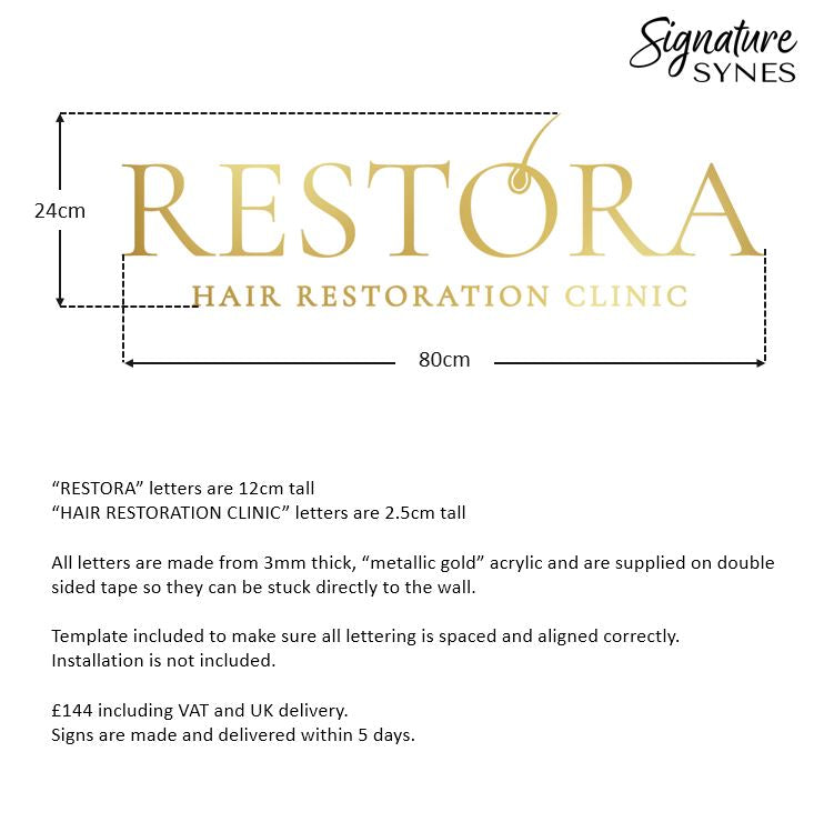 Custom Order - RESTORA - metallic "GOLD" - 80cm wide - Double Sided Tape