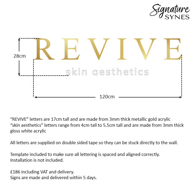 Custom Order - REVIVE - metallic gold and gloss white - 120cm wide - double sided tape