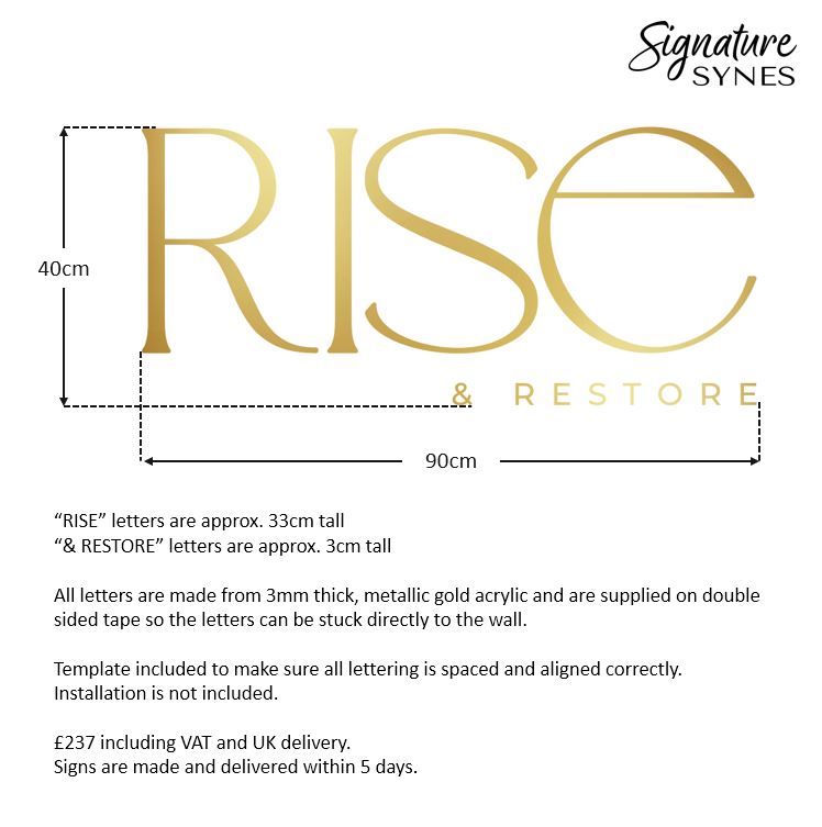 Custom Order - RISE & RESTORE - "metallic gold" - 90cm wide - Double Sided Tape